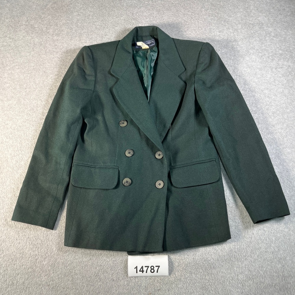 Norton McNaughton Blazer Women 4P Green Excellent Vintage Wool Double Breasted